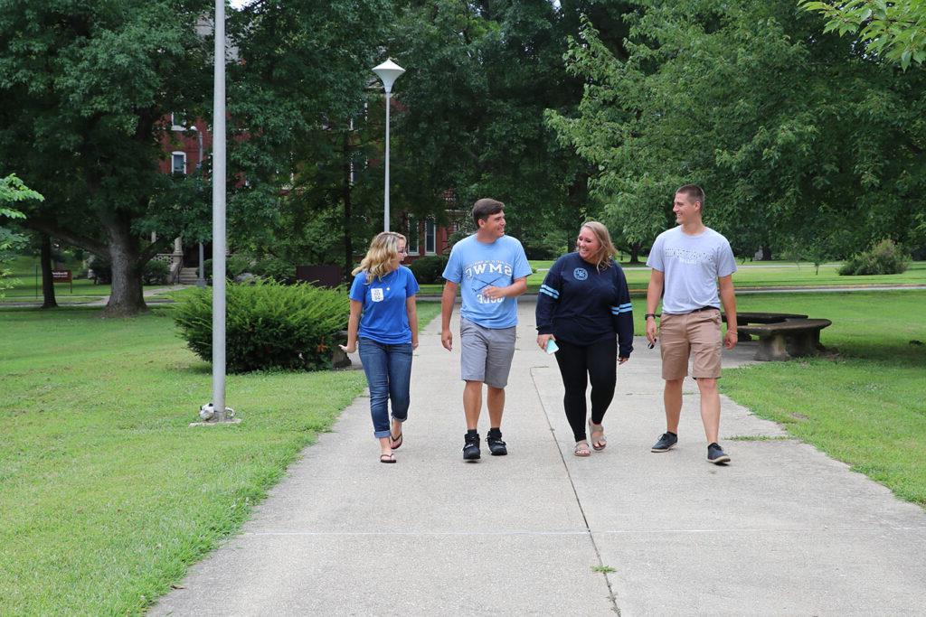 Students walking through campus